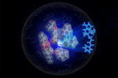 An artist's rendering of the chemical reaction making ethers.
