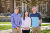 Communication professor Brian Quick and graduate students Ethan Morrow and Minhey Chung.