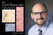 Diptych image with book cover of "The Czech Manuscripts: Forgery, Translation, and National Myth" and a headshot of David Cooper.