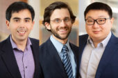 The local economies of regional public universities tend to be more resilient to economic shocks than similar communities, says new research co-written by a team of University of Illinois Urbana-Champaign economists. From left, co-authors Greg Howard, a professor of economics; Russell Weinstein, a professor of labor and employment relations and of economics; and graduate student Yuhao Yang.
