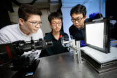 Portrait of the researchers observing a laboratory experiment