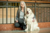 Beckman Institute researcher Joey Ramp poses with her dog, Sampson.
