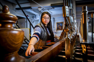 Chimesmaster Tina Horton plays the Altgeld Chimes
