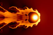 A team of researchers led by professor Brian Fields hypothesizes that a supernova about 65 light-years away may have contributed to the ozone depletion and subsequent mass extinction of the late Devonian Period, 359 million years ago. Pictured is a simulation of a nearby supernova colliding with and compressing the solar wind. Earth’s orbit, the blue dashed circle, and the Sun, red dot, are shown for scale.