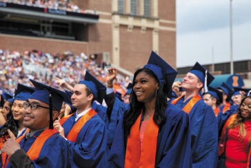 Students celebrating at Commencement