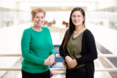 Ten days’ exposure to the phthalate DiNP interfered with the fertility of female mice, decreasing pregnancy rates for up to nine months afterward, researchers at the University of Illinois found. Comparative biosciences professor Jodi A. Flaws, left, and graduate student Katie (Catheryne) Chiang co-wrote the study.