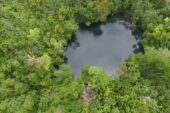 Divers seek ancient artifacts in several pools in Cara Blanca, Belize.