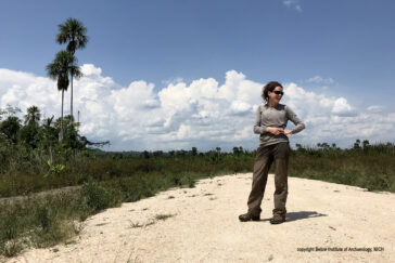 Graduate student Jeannie Larmon surveys the landscape before the trek.