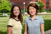 Civil and environmental engineering professor Rosa Espinosa-Marzal, left, and graduate student Yijue Diao used nanoscale techniques to study earthquake dynamics and found that, under the right conditions, some rocks dissolve and may cause faults to slip.