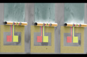 A photomicrograph of three 50-micron diameter rolled transformers developed by Illinois professor Xiuling Li’s team.