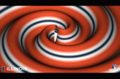 Graphic representation of the collision of two black holes