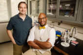 Julian Catchen, left, postdoctoral researcher Shane Campbell-Staton and their colleagues found genetic, regulatory and physiological signatures of natural selection in green anole lizards.