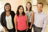 Graduate student Josephine Watson, professor Aditi Das, graduate student Megan Corbett, professor Kristopher Kilian and their colleagues discovered an enzymatic pathway that converts omega-3-derived endocannabinoids into more potent anti-inflammatory molecules.