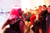 Performance artist Autumn Knight dances in front of a crowd