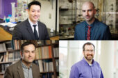 Four University of Illinois professors are recipients of Sloan Research Fellowships this year. The recipients are, clockwise, from top left, chemistry professor Jefferson Chan, chemistry professor David Sarlah, chemistry professor Josh Vura-Weis, and astronomy professor Joaquin Vieira.