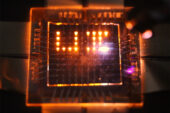A laser stylus writes on a small array of multifunction pixels made by dual-function LEDs than can both emit and respond to light.