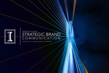 Graphic of online master’s degree in strategic brand communication, a unique joint program between the College of Business and College of Media at the University of Illinois
