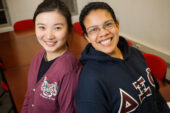 Delta Xi Phi sisters Shixin Lan, left, the associate member educator and treasurer of the U. of I. chapter of Delta Xi Phi, and Yesenia Marquez, the chapter president.