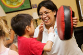 Sgt. Joan Fiesta, a UI police officer and an instructor for the radKIDS program