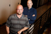 Tony Rimovsky (left), associate director at Campus Information Technologies and Educational Services, and Chuck Thompson, assistant dean and director in the Office of Information Services in the College of Engineering, have been leaders in the effort to combine campus communication systems. Thompson chaired the Campus E-mail and Calendaring Committee.