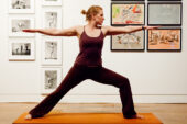 Focused Melinda Campbell, a wetlands geologist with the Illinois State Geological Survey, has been doing yoga about four years and has participated in the Krannert Art Museum class for two semesters.  Click photo to enlarge