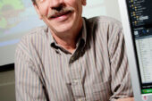 Peter Kimble, who retired April 30 after a 35-year career at the UI, still teaches software workshops on campus for FAST3. He and his wife, Brenda, a retired schoolteacher, also work seasonally for a local technology company that provides computer support for trade fairs around the country.  Click photo to enlarge