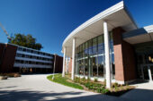 The Student Dining and Residential Programs Building features Ikenberry Dining Hall. Garner Hall, to the left, is scheduled to be torn down in 2012.  Click photo to enlarge