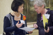 The U. of I. Board of Trustees meeting was shorter than usual so that top administrators, alumni and U. of I. supporters could gather in Springfield for the annual Day at the Capitol, sponsored by the U. of I. Alumni Association. Chancellor Phyllis M. Wise, left, and Kappy Laing, the executive director of governmental relations in the Office of Governmental Relations, participated in the activities, which included efforts to hold state funding equal to the current fiscal year.
