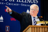 "It's a very distressing picture," said Walter Knorr, UI vice president and chief financial officer, when discussing state funding for the university, the underfunded pension system and the state's delay in paying its obligations.  Click photo to enlarge
