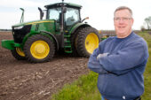 UI assistant agriculture research technician Joseph Lieb has worked at the UI for the past 27 years, starting as an animal caretaker. His job now involves farmhand work, including driving the university's top-notch equipment and planting and harvesting fields on the South Farms.  Click photo to enlarge