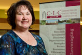 Susanne Garrison, the office manager for the Committee on Institutional Cooperation's Center for Library Initiatives, has worked at the university for five years. Much of her work is centered on processes related to the annual renewal of electronic publication licenses. It involves obtaining publisher and pricing information and preparing invoices for annual periodic renewals from 30 academic categories.  Click photo to enlarge