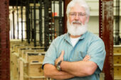 Trades surplus Tim Prunkard, the technical services supervisor at the Nathan M. Newmark Civil Engineering Laboratory, took a circuitous path to the U. of I., working a number of trades jobs and earning various job certifications along the way. He's made everything from caskets to aerospace components.  Click photo to enlarge