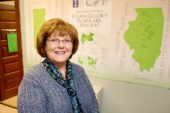 Anne Price, the office manager for the Campus Honors Program since August, has worked 16 years at the U. of. I. and says she has learned from every work experience. She said she enjoys working with honors program students and helping them navigate the system. "They have a lot on their plate, a lot to deal with," she said.  Click photo to enlarge