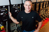 Joe Butsch, an electrician at Krannert Center for the Performing Arts, has helped make the performance venue greener since he began at the UI in 2004.