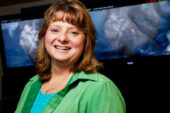 Tammy Warf has worked for several units in the 11 years she has worked on campus, the bulk of her time spent with the College of Liberal Arts and Sciences. Last month she took on new duties as office manager in the department of atmospheric sciences, where she looks forward to having more direct contact with faculty members and students. Regardless of where she works on campus,  Warf says, "I do my job with my whole heart; I haven't looked at them as just jobs, but as my career."  Click photo to enlarge