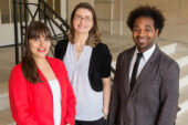 University of Illinois kinesiology and community health professor Andiara Schwingels studies show that health-promotion programs may be more successful at reaching older Latinas in the U.S. if they incorporate the religious and spiritual values that tend to be important to these women. Shown with Schwingel, center, are her co-authors, left, doctoral student Patricia Glvez and post-doctoral research fellow Emerson Sebastio. Alumna Deborah Linares also was a co-author on the studies.