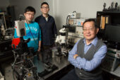 Graduate students Junyi Wu and Curtis Wang and professor Milton Feng found that light stimulates switching speed in the transistor laser, a device they hope will usher in the next generation of high-speed data.