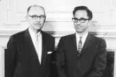 Following the lead University President David Dodds Henry, left, picked Jack Peltason in 1967 to lead the Urbana campus after the university created chancellorships at Urbana, Chicago Circle and the Medical Center in Chicago. Dodds was said to have been unbendingly supportive of the new chancellor's activist efforts, made in the aftermath of the 1964 Civil Rights Act, the 1965 Higher Education Act and the assassination of movement leader Dr. Martin Luther King.  Click photo to enlarge