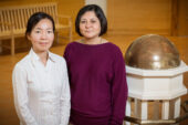 A photo of Madhu Khanna, right, a professor of agricultural and consumer economics at Illinois, and Weiwei Wang, a postdoctoral research associate at Illinois.