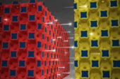 The graphic illustrates a high power battery technology from the University of Illinois.  Ions flow between three-dimensional micro-electrodes in a lithium ion battery.