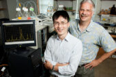 Craig Mizzen, a professor of cell and developmental biology at the University of Illinois, right; Yupeng Zheng, a doctoral student at the time of the study; and their colleagues discovered that the phosphorylated H1 histone protein has an important role in regulating gene activity.