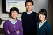 Illinois food science and human nutrition professor Yong-Su Jin, center, postdoctoral researcher Suk-Jin Ha, left, graduate student Soo Rin Kim and their colleagues engineered a yeast that outperforms the industry standard in the production of ethanol from cellulosic biomass. The effort involved researchers at Illinois, the Lawrence Berkeley National Laboratory, the University of California at Berkeley, Seoul National University and the oil company BP.