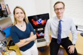 Chemistry professors Anne Baranger and Steven Zimmerman and their colleagues designed a small molecule that prevents an abnormal RNA from binding to a protein that normally splices other RNAs.