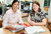 Nohra Mateus-Pinilla, left, a wildlife veterinary epidemiologist at the University of Illinois Prairie Research Institute, with graduate student Shannon Fredebaugh, led a study that found that cats spread disease to wildlife even in remote parts of a 1,500-acre natural area. Mateus-Pinilla is a researcher with the Illinois Natural History Survey, one of the surveys in the PRI.