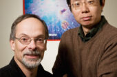 Gustavo Caetano-Anolls, a professor of bioinformatics in the department of crop sciences at Illinois, left, with postdoctoral researcher Minglei Wang, used protein structures to gain insight into evolutionary events.