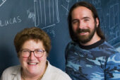 Chemistry professor Zaida Luthey-Schulten, left, and graduate student John Eargle have identified and visualized the signaling pathways in protein-RNA complexes that help set the genetic code in all organisms.
