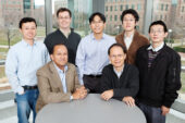A team University of Illinois researchers led by electrical and computer engineering and bioengineering professor Rashid Bashir (bottom left) have developed an array of microsensors to measure the relationship between cell mass and growth rate.