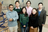 Illinois researchers developed a soft growth medium for stem cells that allows them to culture homogenious pluripotent colonies, without expensive growth factor chemicals. The team: front row from left, graduate students Farhan Chowdhury and Yanzhen Li and visiting scholar Tamaki Yokohama-Tamaki; back row from left, graduate student Yeh Chuin Poh; Tetsuya Tanaka, professor of animal sciences; and Ning Wang, professor of mechanical science and engineering.