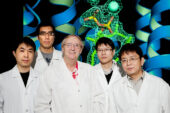 Chemists led by Illinois professor Eric Oldfield, center, determined the structure of a key enzyme that could lead to more efficient drugs to treat staph infections, parasites and high cholesterol. The research team, from left, research scientist Yonghui Zhang, graduate student Fu-Yang Lin, research scientist Rong Cao and postdoctoral associate Ke Wang.