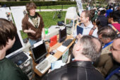 A member of the Centuria team explains their project during the first Sustainable E-waste Design Competition on April 16 at the University of Illinois. Eighty-one students from various disciplines, divided into 21 teams, competed in the contest, which awarded $15,000 in tuition support and other prizes.